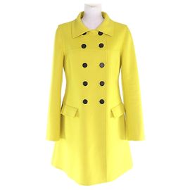 Christian Dior Double-breasted Coat Yellow