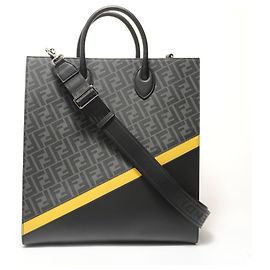 Fendi Vertical 2-way Zucca Handbag Black
