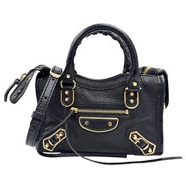 Balenciaga Classic Mini City Leather Handbag Black