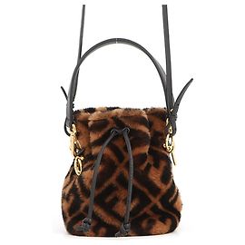 Bolsa de Ombro Fendi Montresor Mini Mouton Marrom Castanho escuro
