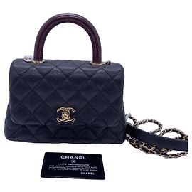 Borsa Chanel Mini Coco Handle in pelle nera Nero
