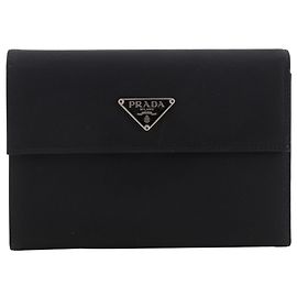Portefeuille pliable en nylon noir Prada Noir