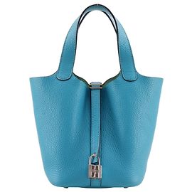 Hermès Bolsa Hermes Picotin Lock 18 PM Azul Verde