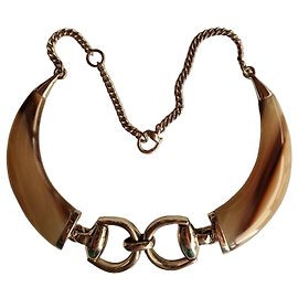 Gucci Collana in corno e argento 925 Marrone Argento