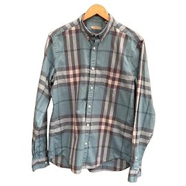 Burberry Brit Camicia in cotone Nova Check Bianco Blu Grigio