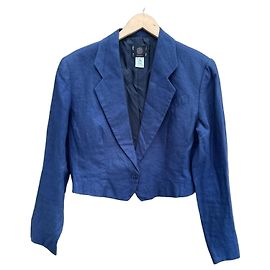 Kenzo City Blazer corto in lino blu Blu