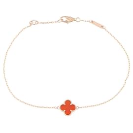 Van Cleef & Arpels Sweet Alhambra Carnelian Bracelet Red Golden