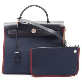 Hermès 2-Way Handtasche Hermes Herbag Zip PM Rot Bordeaux Marineblau