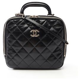 Chanel Matelassé Top Handle Shoulder Bag Black