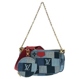 Borsa a Spalla Louis Vuitton Denim Monogram Multi Pochette Accessoires M44990 Rosso Blu