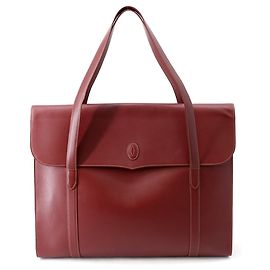 Cartier Must Line Bordeaux Leather Tote Bag Dark red