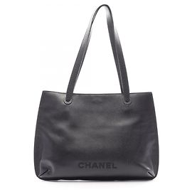 Chanel Black Grained Calfskin Tote Bag Black