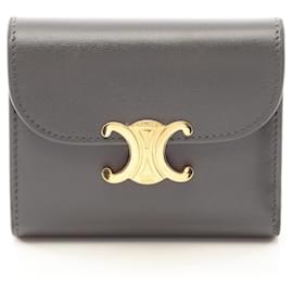 Céline Celine Triomphe Tri-fold Wallet in Gray Brown