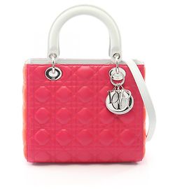 Christian Dior Dior LADY DIOR Cannage Sac à main 2-Way Rose Bleu Orange