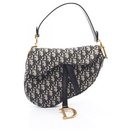 Christian Dior Dior Saddle Bag Beige Navy blue