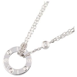 Colar Cartier Love Circle em ouro branco com diamante Outro