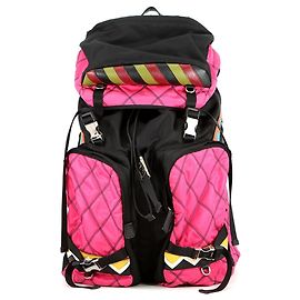 Prada 2VZ136 Nylon and Leather Backpack Black Multicolore Black Multiple colors