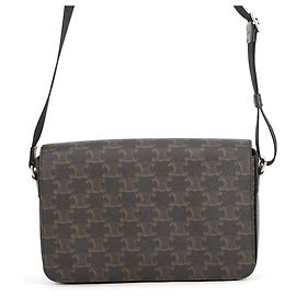 Céline Bolsa de Ombro Celine Triomphe Flap Marrom Preto