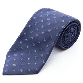 Corbata Louis Vuitton Cravat Monogram 3D de seda Blanco Azul Azul marino