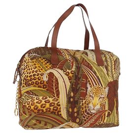 Salvatore Ferragamo Animal Pattern Hand Bag Canvas Multicolor Gold Auth hk3798 Multiple colors Golden