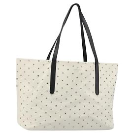 Jimmy Choo Studs Tote Bag Leder Weiß Silber Auth BA13552 Silber Weiß