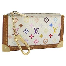 LOUIS VUITTON Monogram Multicolor Pochette Cles Purse White M92655 Auth 186408 White