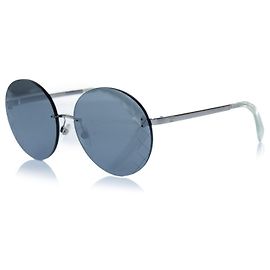 Chanel, round mirrored sunglasses Black Silvery