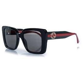 Gucci, óculos de sol oversized com webbing Preto Vermelho Verde