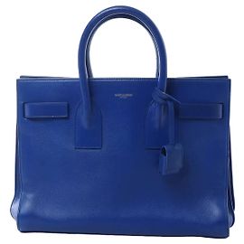 Saint Laurent Paris Sac de Jour Bolsa 2way de couro azul 324823 Azul