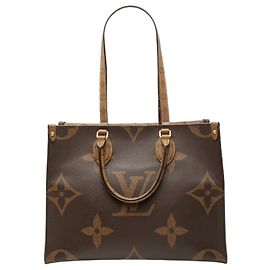 Borsa Tote Louis Vuitton Monogram Giant Reverse OnTheGo MM Marrone