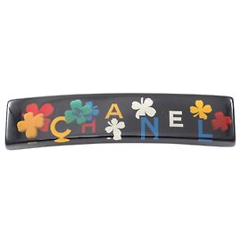 Chanel Coco Mark Clover Barrette Black Multiple colors