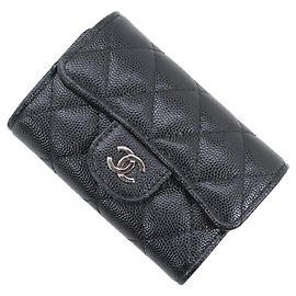 Chanel Black Grained Calfskin 4-Key Case Black