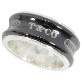 Tiffany & Co. 1837 Black Silver Band Ring Black