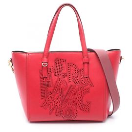 Salvatore Ferragamo Bonnie Lettering 2-Way Handbag Red
