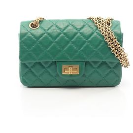 Bolsa de ombro Chanel 2.55 Mini Matelassé em couro Verde