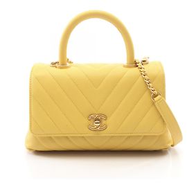 Chanel Coco Handle Flap V-Stitch Handbag Yellow