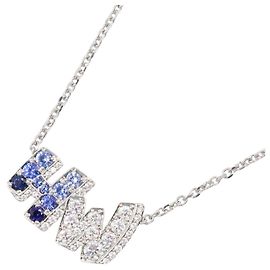 Harry Winston HW Graffiti Saphir Diamant Halskette Silber Blau Andere