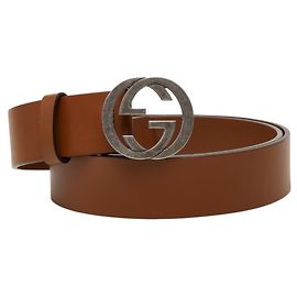 Cinto Gucci Interlocking G em couro marrom Marrom