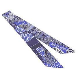 Hermès Lenço Twilly ANIMAPOLIS Hermes Branco Azul