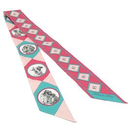 Bufanda Twilly Collares y Perros Hermès Rosa