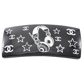 Barrette per cuffie Chanel Coco Mark Nero Bianco