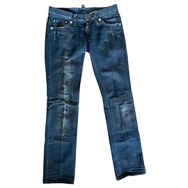 Dsquared2 Jeans Cyber Y2K Straight Leg Noir Distressed, Taille 42 Bleu