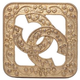 Broche Chanel Vintage Coco Mark Diamond Doré