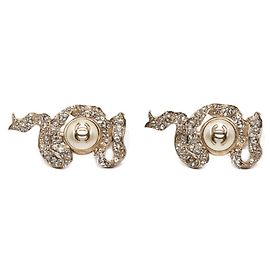 Pendientes de botón con motivo de cinta Chanel Coco Mark Dorado
