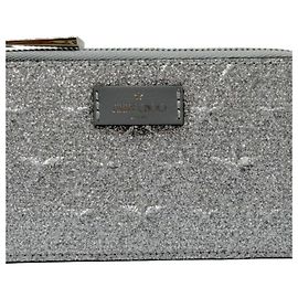 Jimmy Choo Silver Leather Card Case Silvery