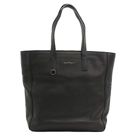 Salvatore Ferragamo Black Leather Tote Bag Black