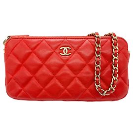 Chanel Chain Wallet aus rotem Lammleder Rot