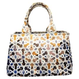 Prada Canapa Medium Canvas Handbag/Tote Bag Blue Orange