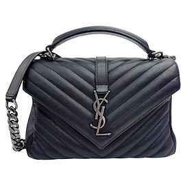 Bolsa de Alça de Corrente Saint Laurent Monogram College Preto