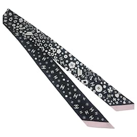 Sciarpa in seta Chanel nera e rosa Nero Rosa